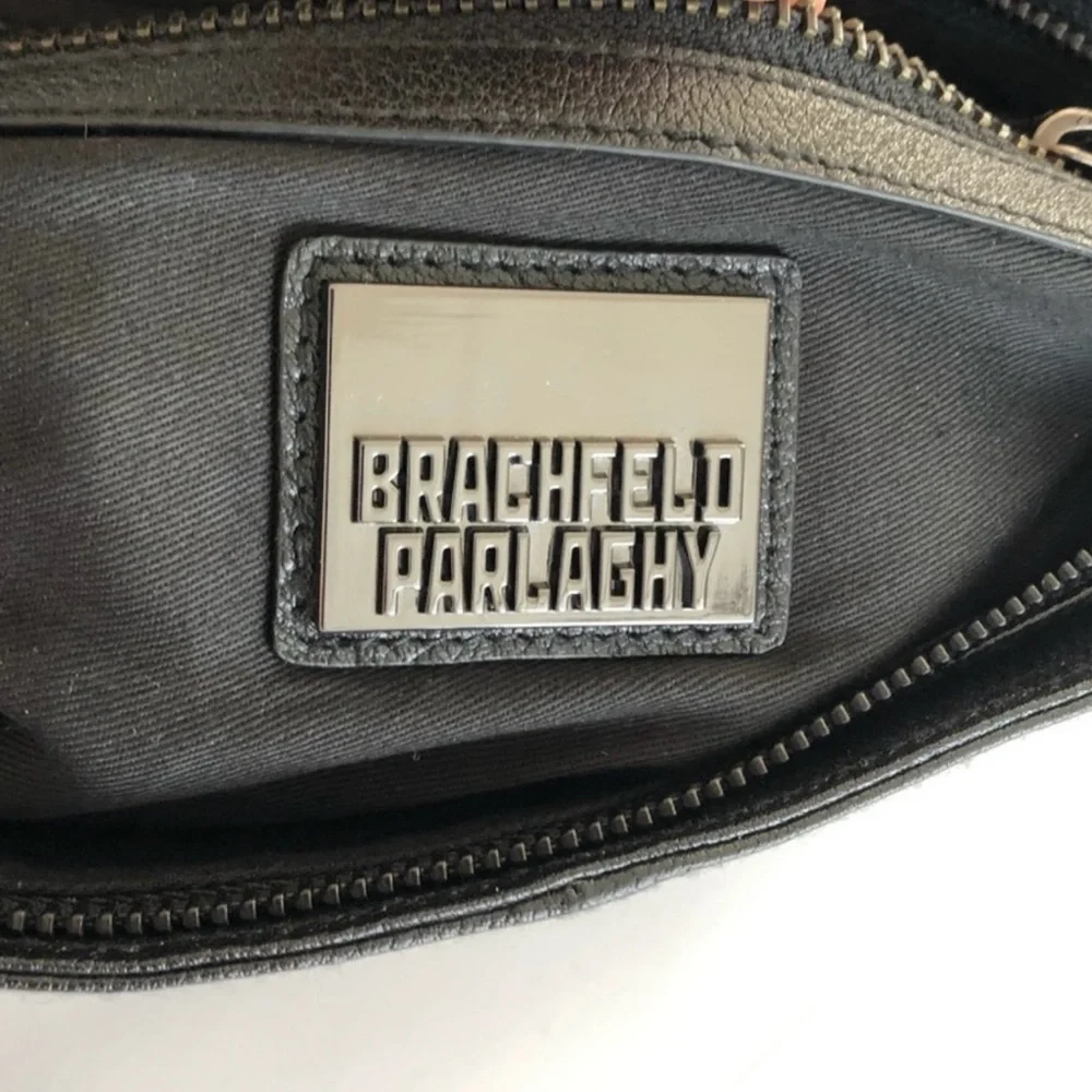 BRACHFELD PARLAGY DAPHNE BLACK LEATHER CLUTCH